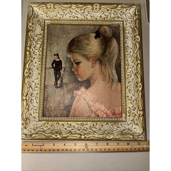 Vintage 1960s Framed Medeiros Textured Lithograph: Mid-Century Ballerina Ballet